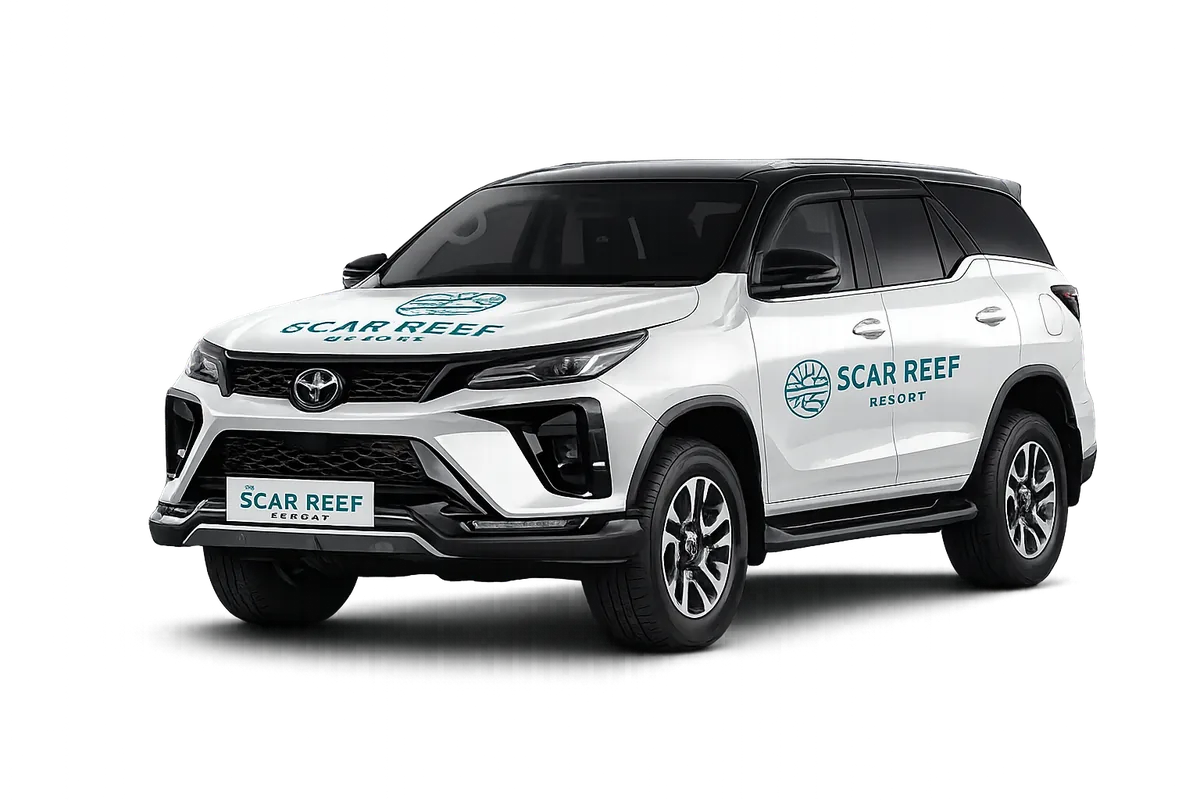 The resort Toyota Fortuner that drives the road legs
