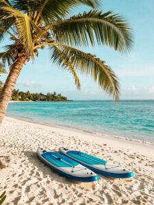 Paddleboards on the sand